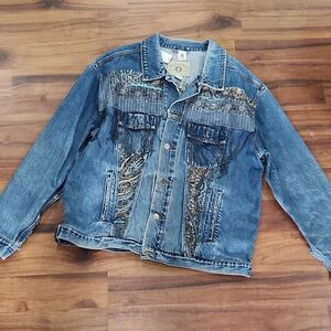 Vintage Upcycled Fringe Boho Western Denim Jacket